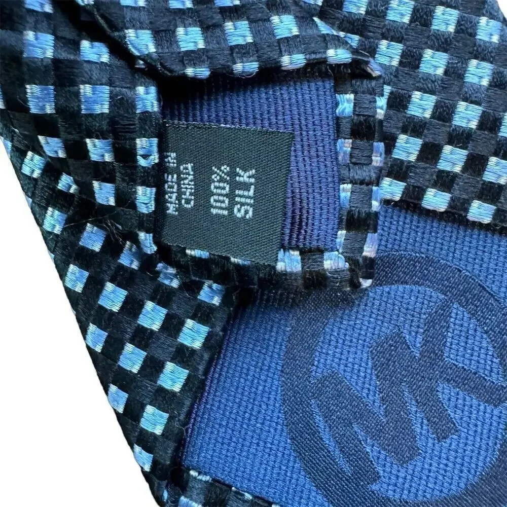 Michael Kors Men's 100% Silk Geometric Print Tie Blue